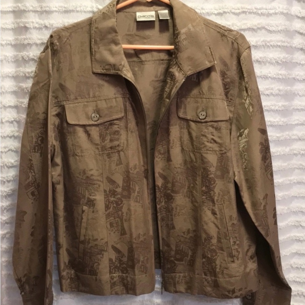 Chico's Brown Utility Jacket Lightweight Casual Style